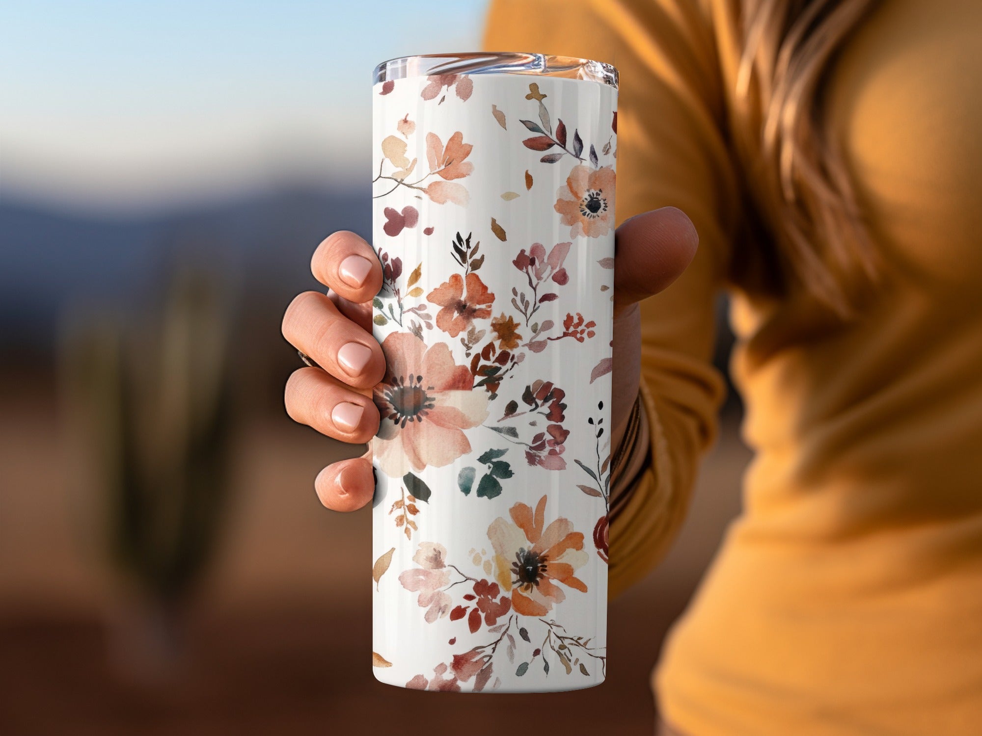 Floral Design Tall Insulated Tumbler for Beverages