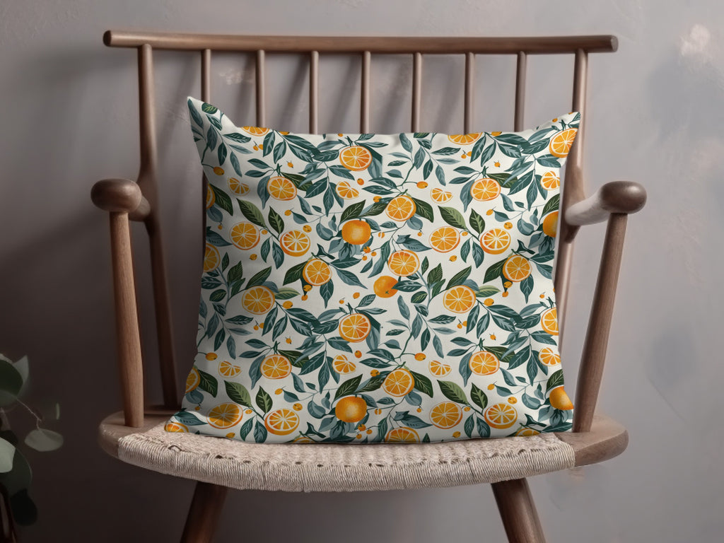 Citrus Fruits and Leaves Pattern Throw Pillow