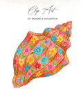 Coral seashell clip art with colorful floral pattern.