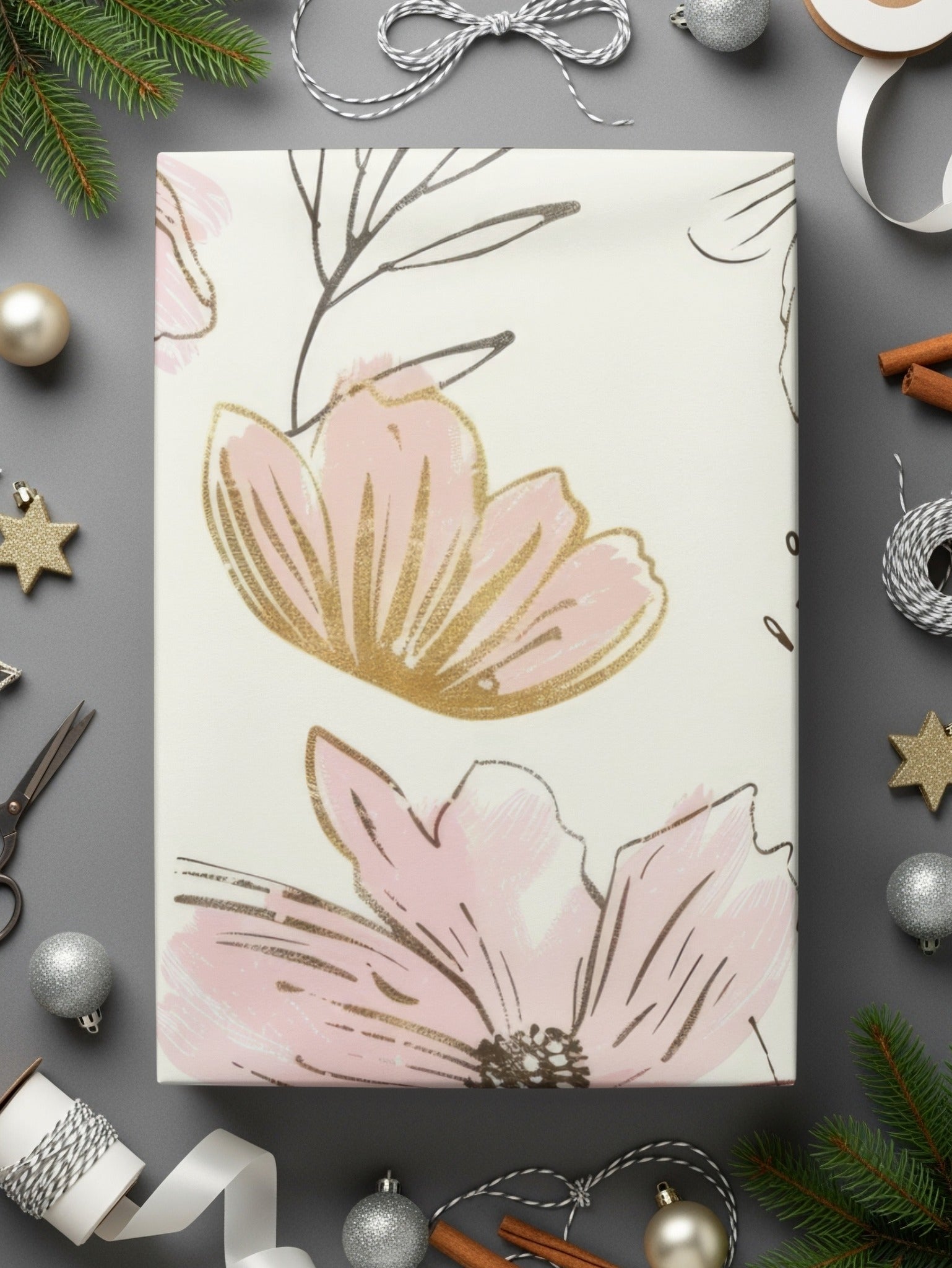 Floral Pattern Wrapping Paper with Pastel Accents