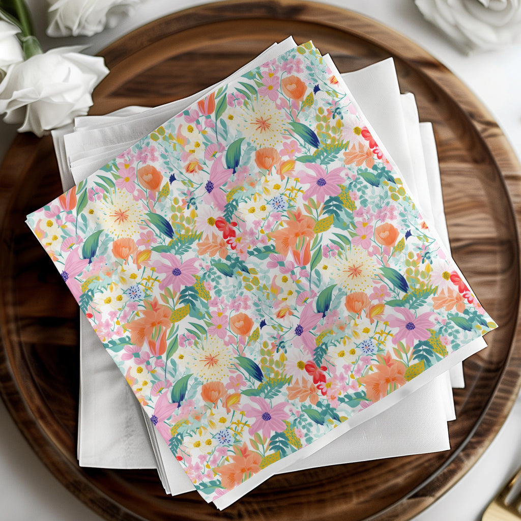 Vibrant Floral Patterned Square Napkins for Your Table