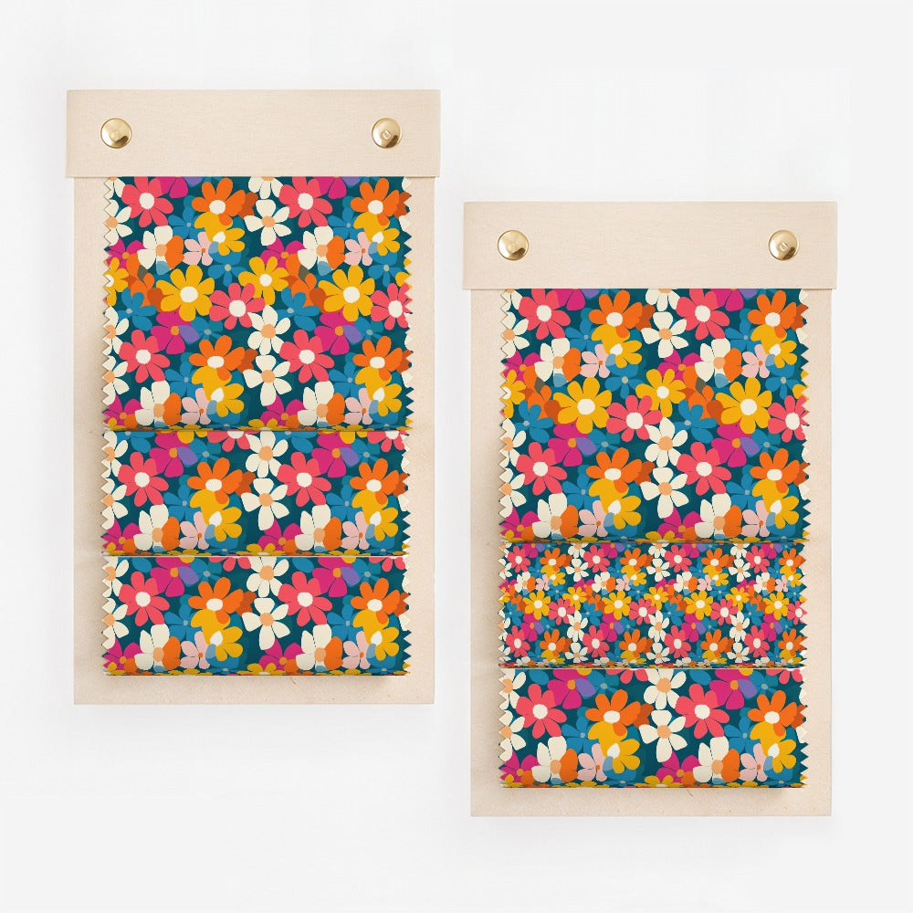 Colorful Floral Pattern Fabric Swatch Vibrant Display product type
Floral
Flower
Daisy
Botanical
Colorful
Vibrant
Bright
Retro
Groovy
Vintage
Pattern
Print
Textile
Design
Multi-color
Blue
Pink
Orange
Yellow
Swatch