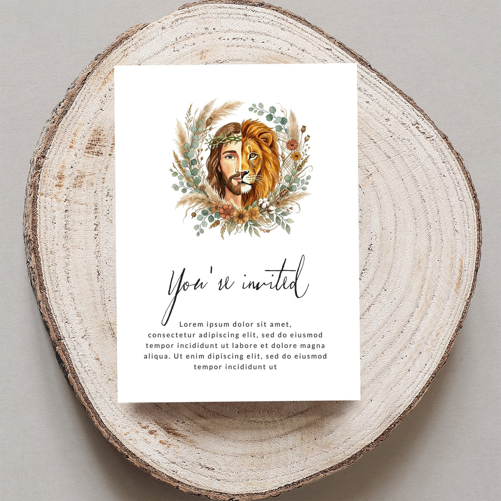 Invitation with Jesus' face and "You're invited" text.