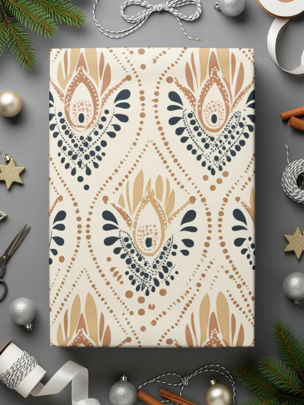Festive Abstract Pattern Gift Wrap for Christmas