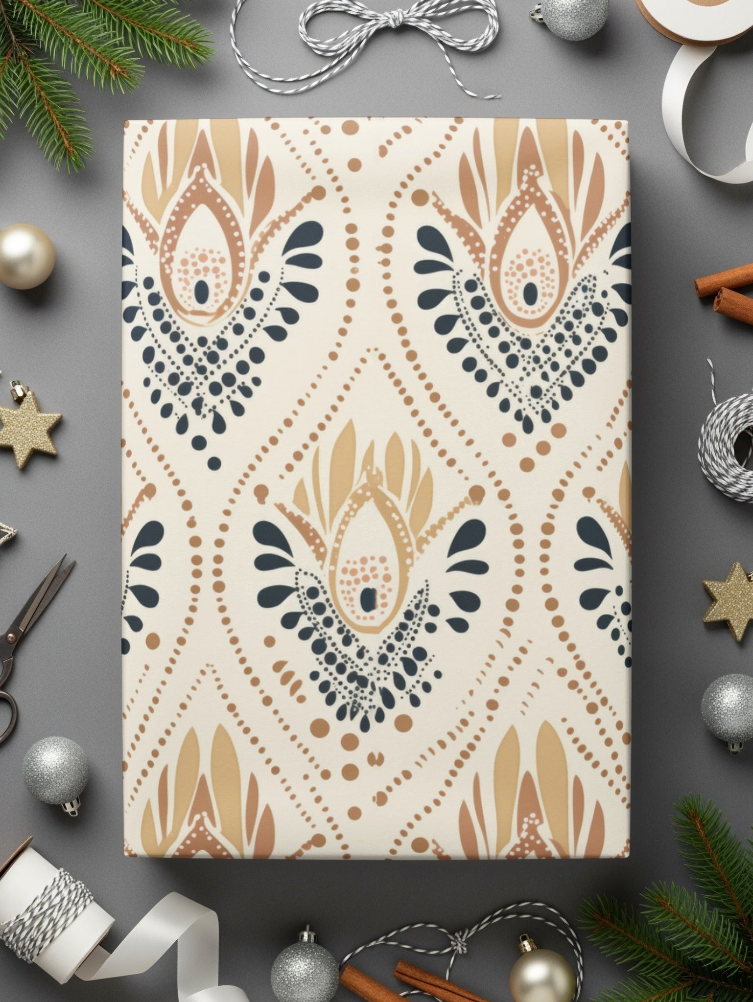 Festive Abstract Pattern Gift Wrap for Christmas