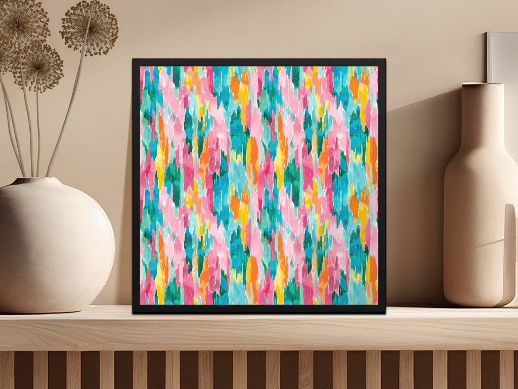 Vibrant Multicolor Abstract Wall Art Framed Print Decor
