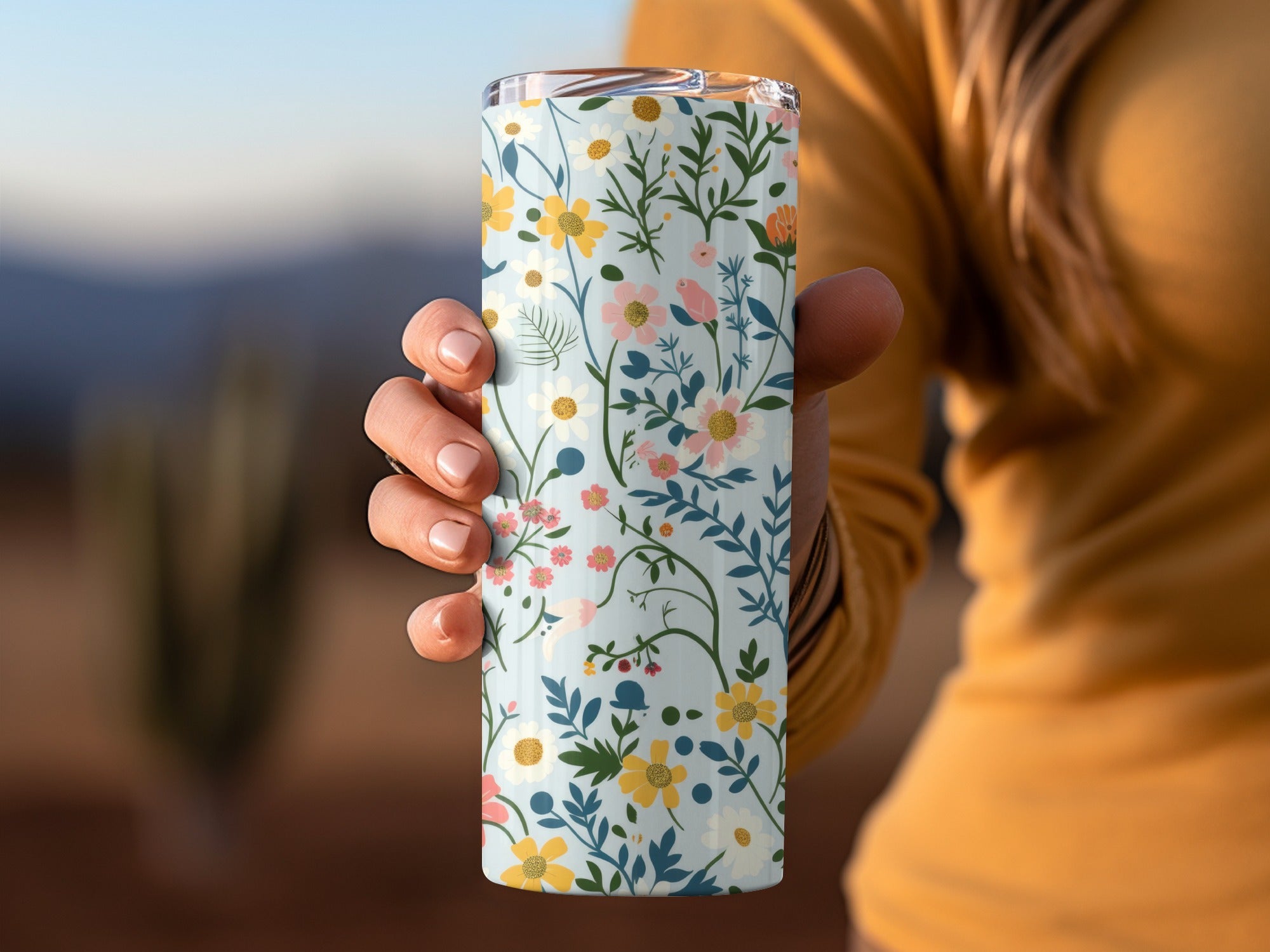 Beautiful Floral Patterned Insulated Tumbler Product