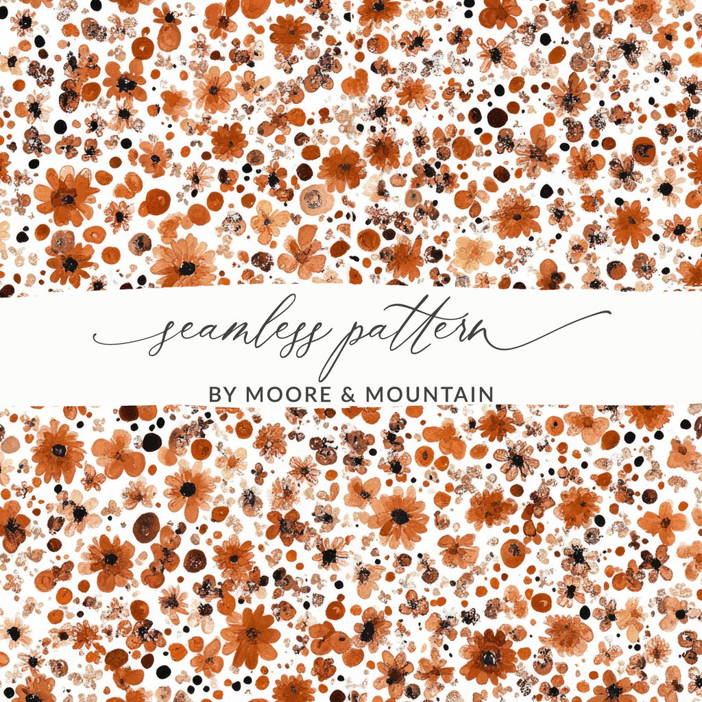 Orange Floral Seamless Pattern by Moore & Mountain