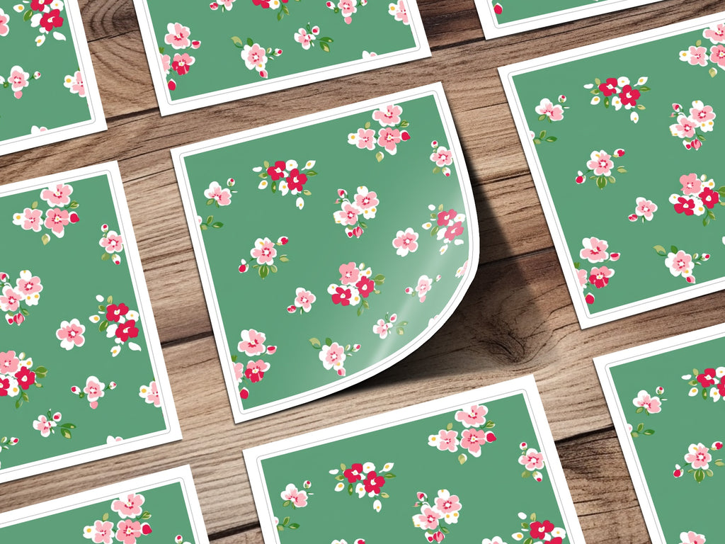 Vibrant Green Florals Design Sticker Sheet Collection