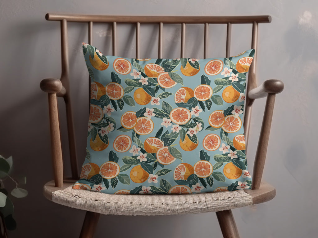 Colorful Citrus Fruit Pattern Throw Pillow
