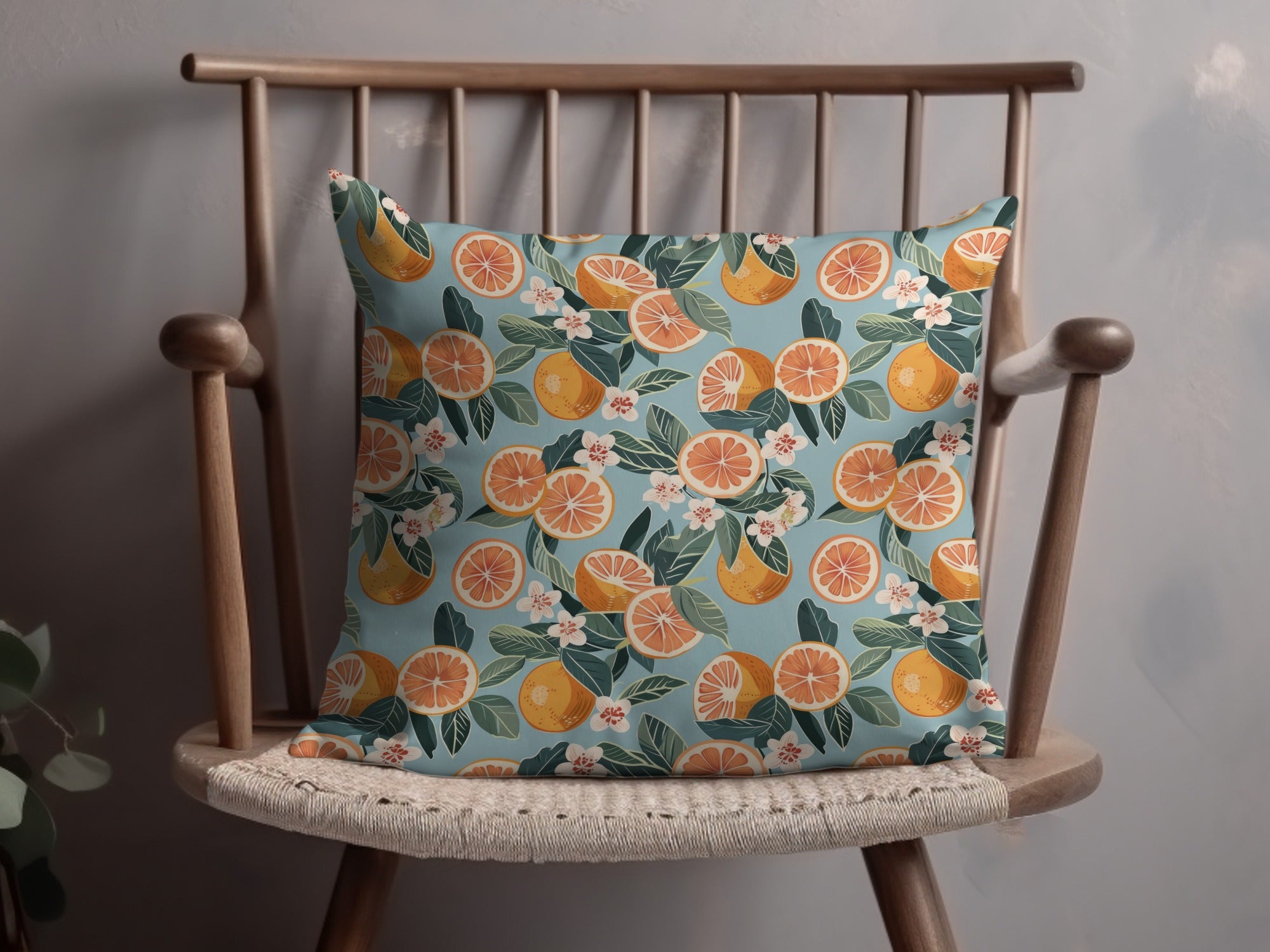Colorful Citrus Fruit Pattern Throw Pillow