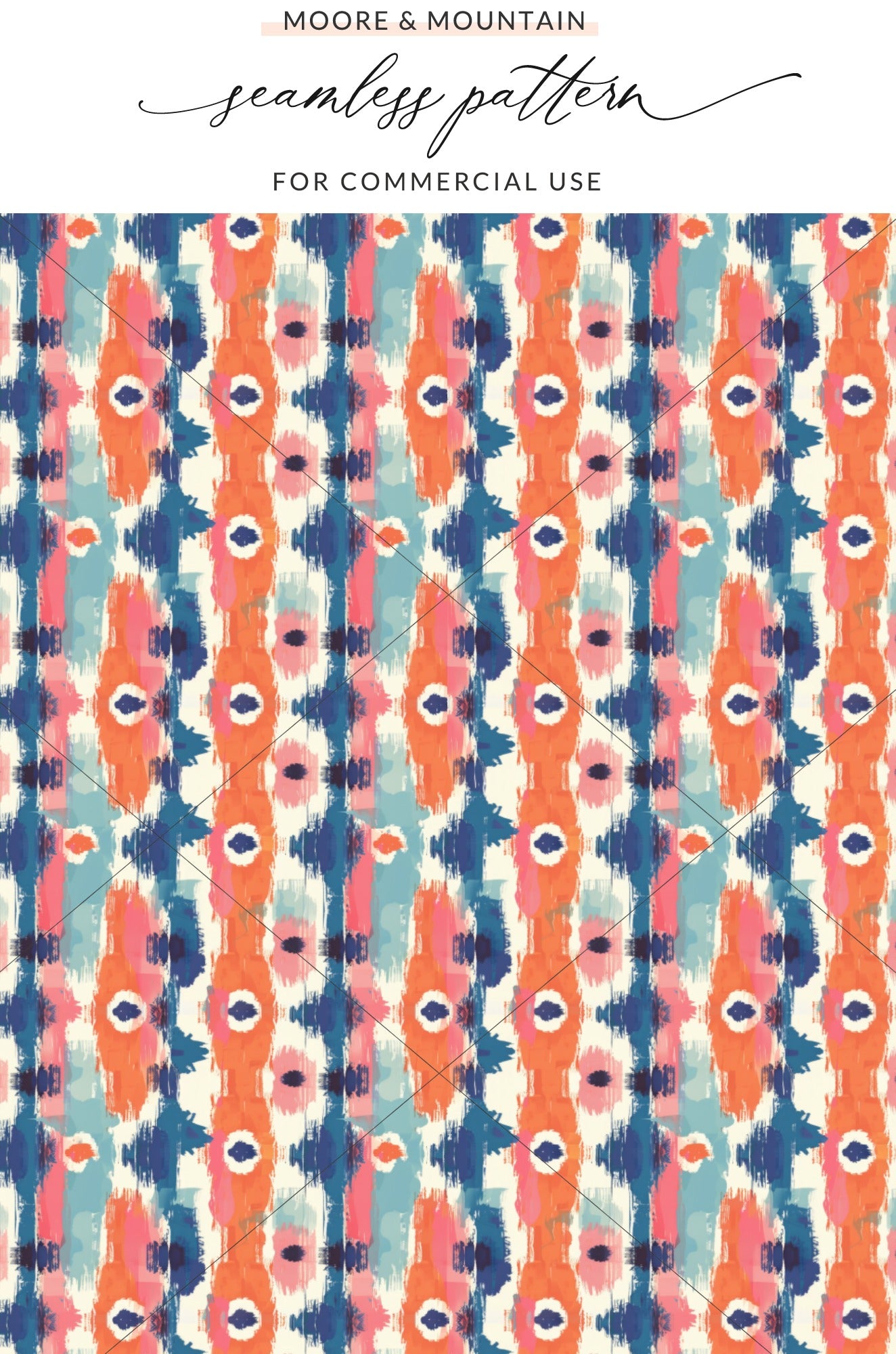 Abstract Coral and Blue Seamless Pattern for Commercial Use