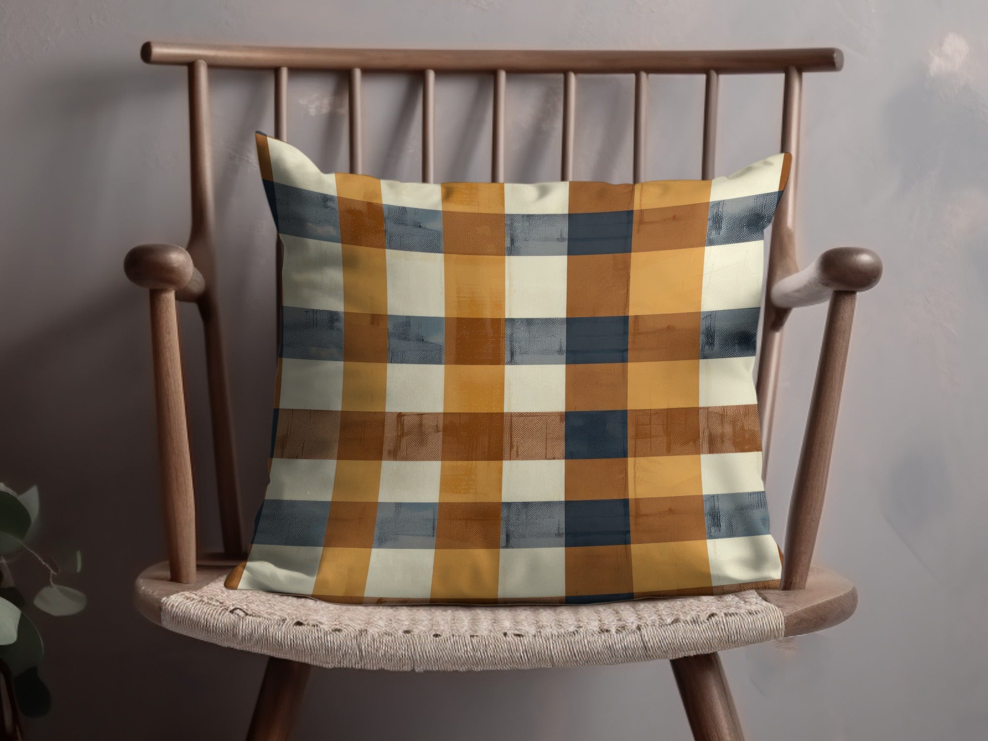 Cozy Multicolor Checkered Throw Pillow for Home Decor