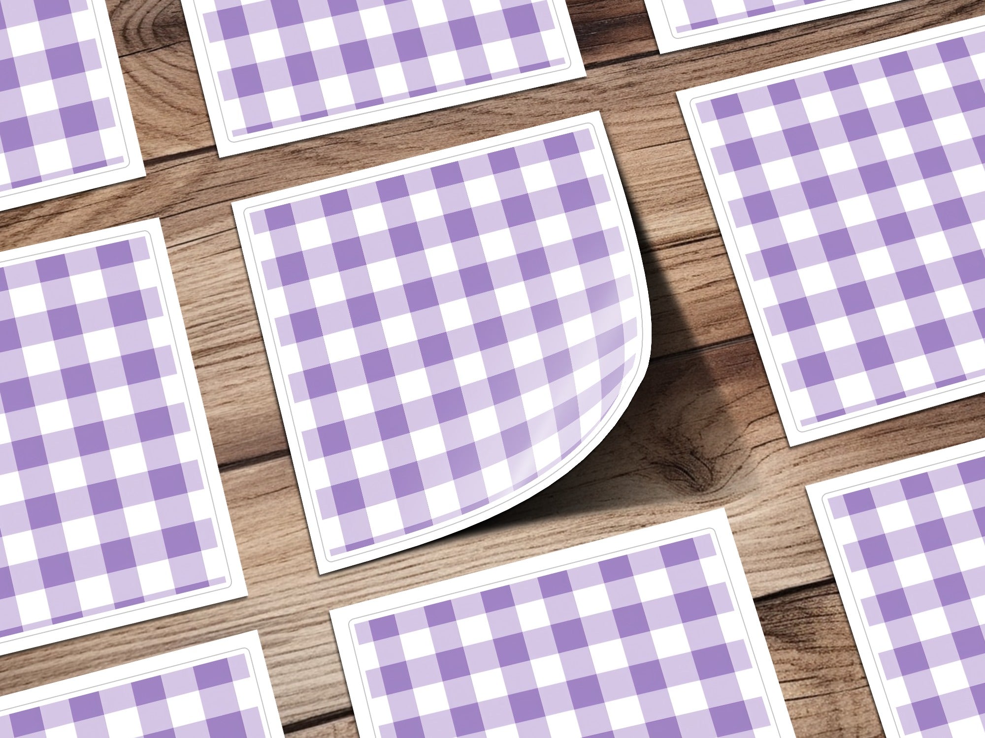 Purple and White Checkered Pattern Sticker Sheet