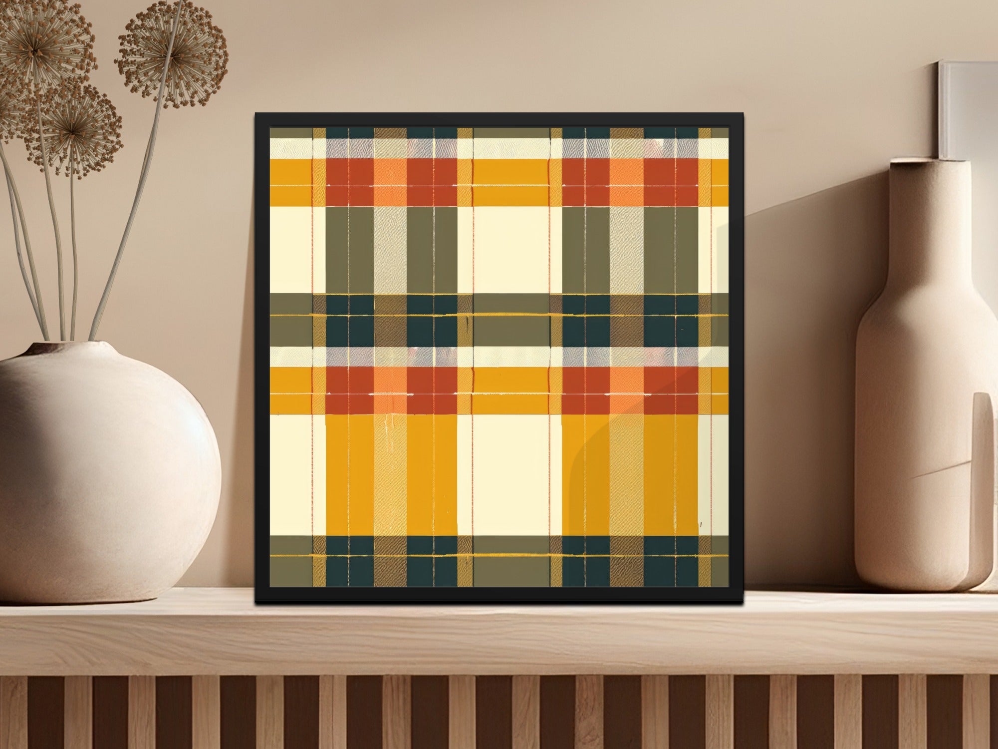 Vibrant Plaid Patterned Wall Art for Stylish Home Decor