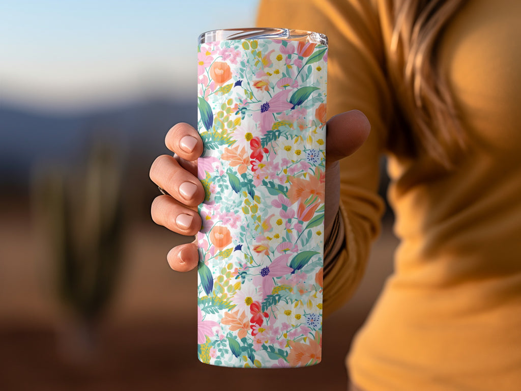 Vibrant Floral Pattern Travel Tumbler for Hydration Needs