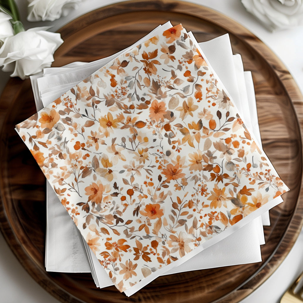 Autumn Floral Print Decorative Paper Napkins Set