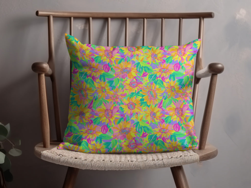 Bright Colorful Floral Pattern Decorative Pillow