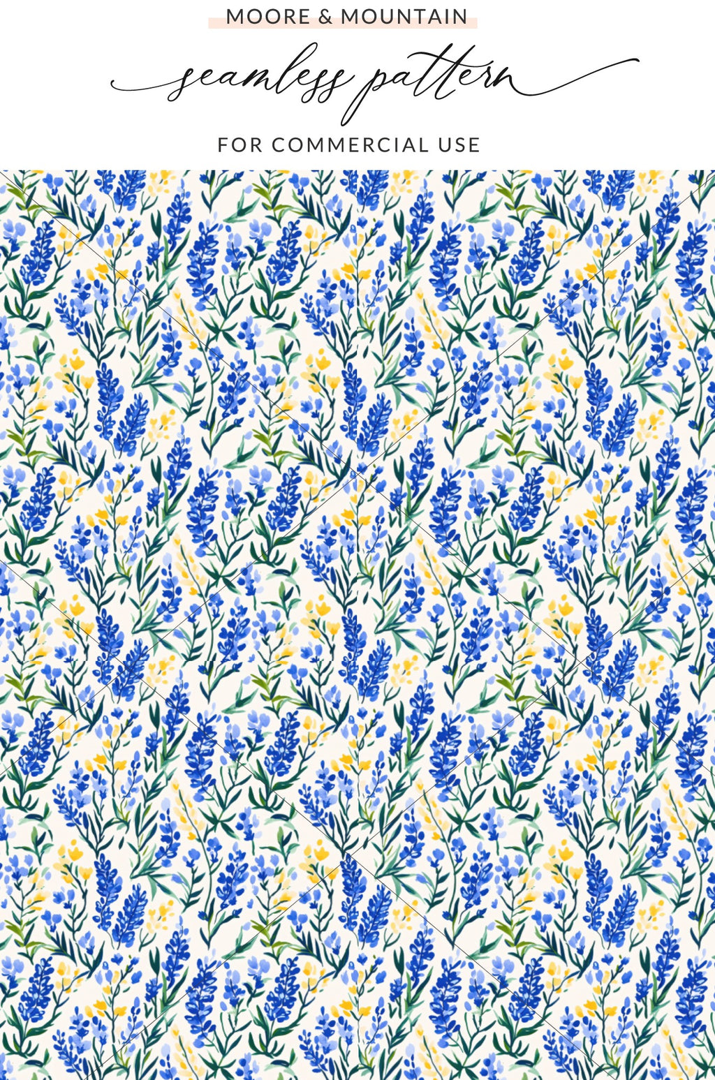Beautiful Blue and Yellow Floral Seamless Pattern Design