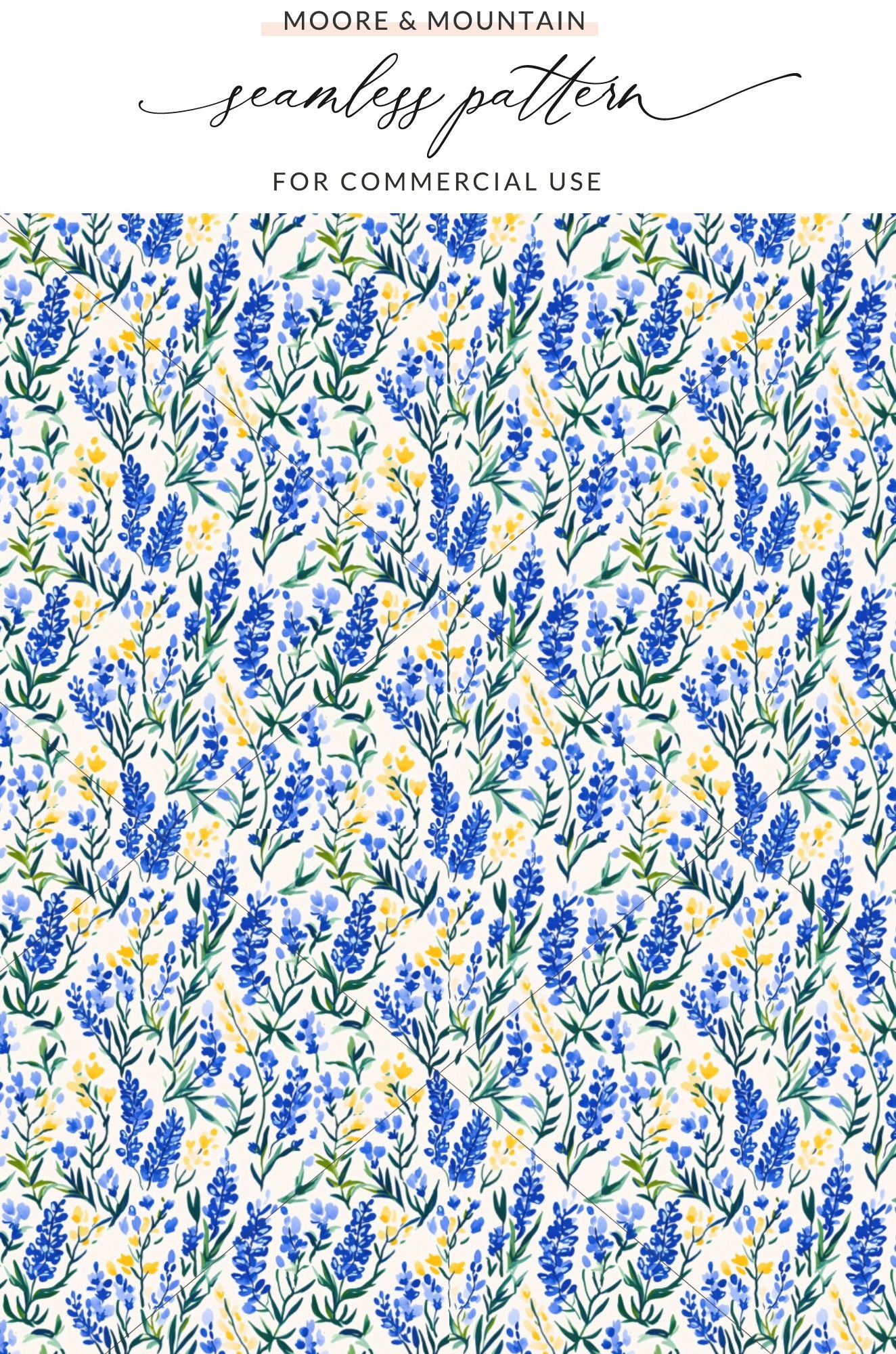 Beautiful Blue and Yellow Floral Seamless Pattern Design
