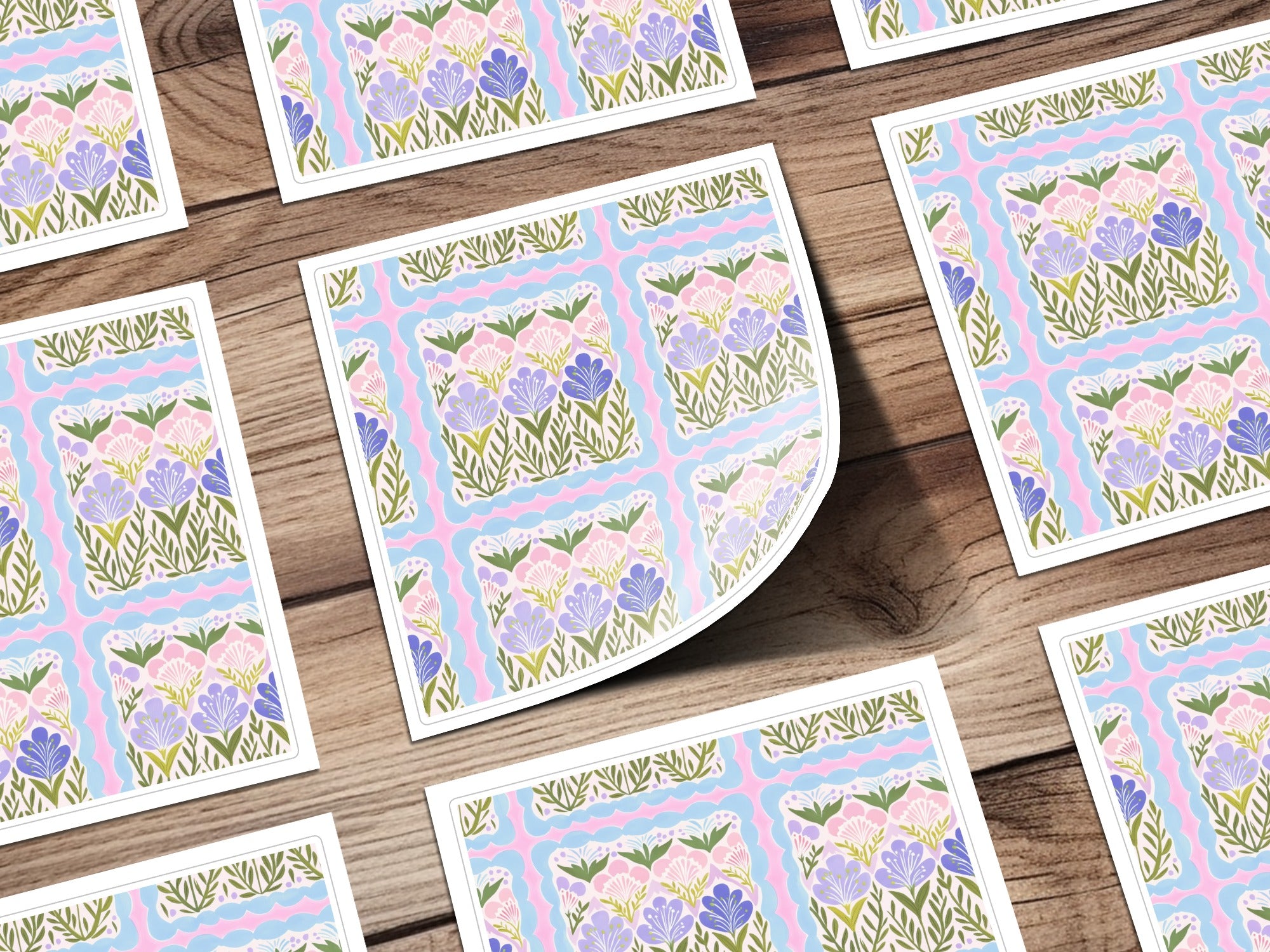 Beautiful Floral Pattern Square Sticker Sheet