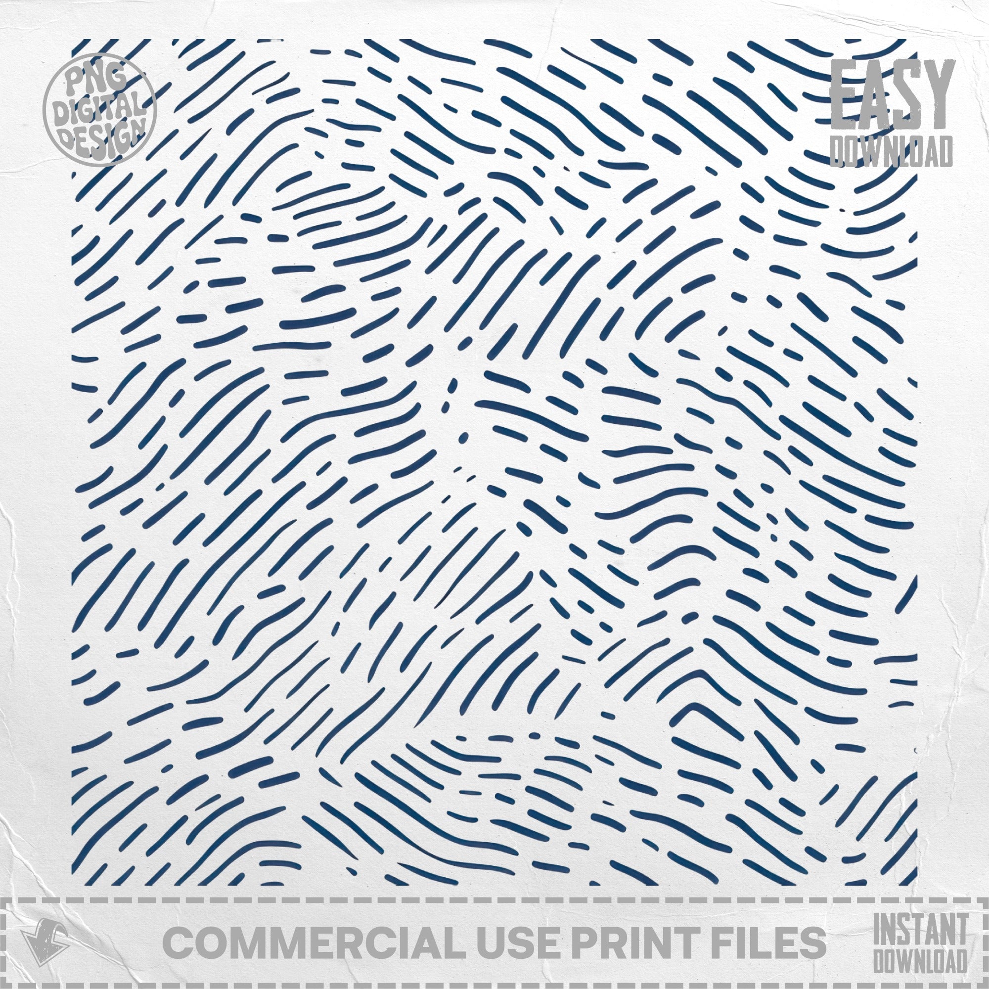 Abstract navy blue fingerprint pattern on white textured background with text overlay.