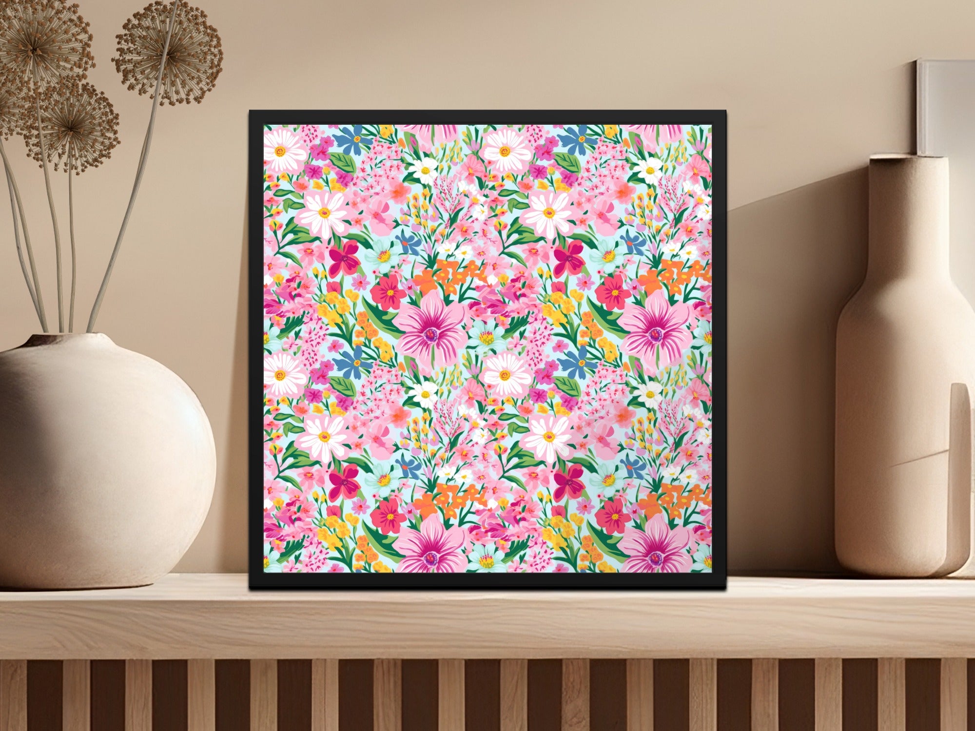 Vibrant Floral Decorative Art Print for Modern Spaces