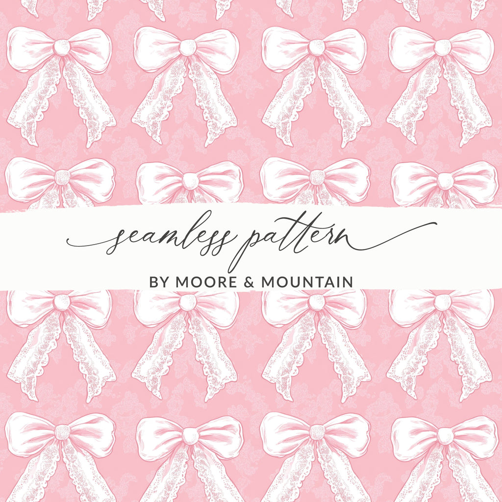 Elegant Pink Lace Bows Seamless Pattern Design