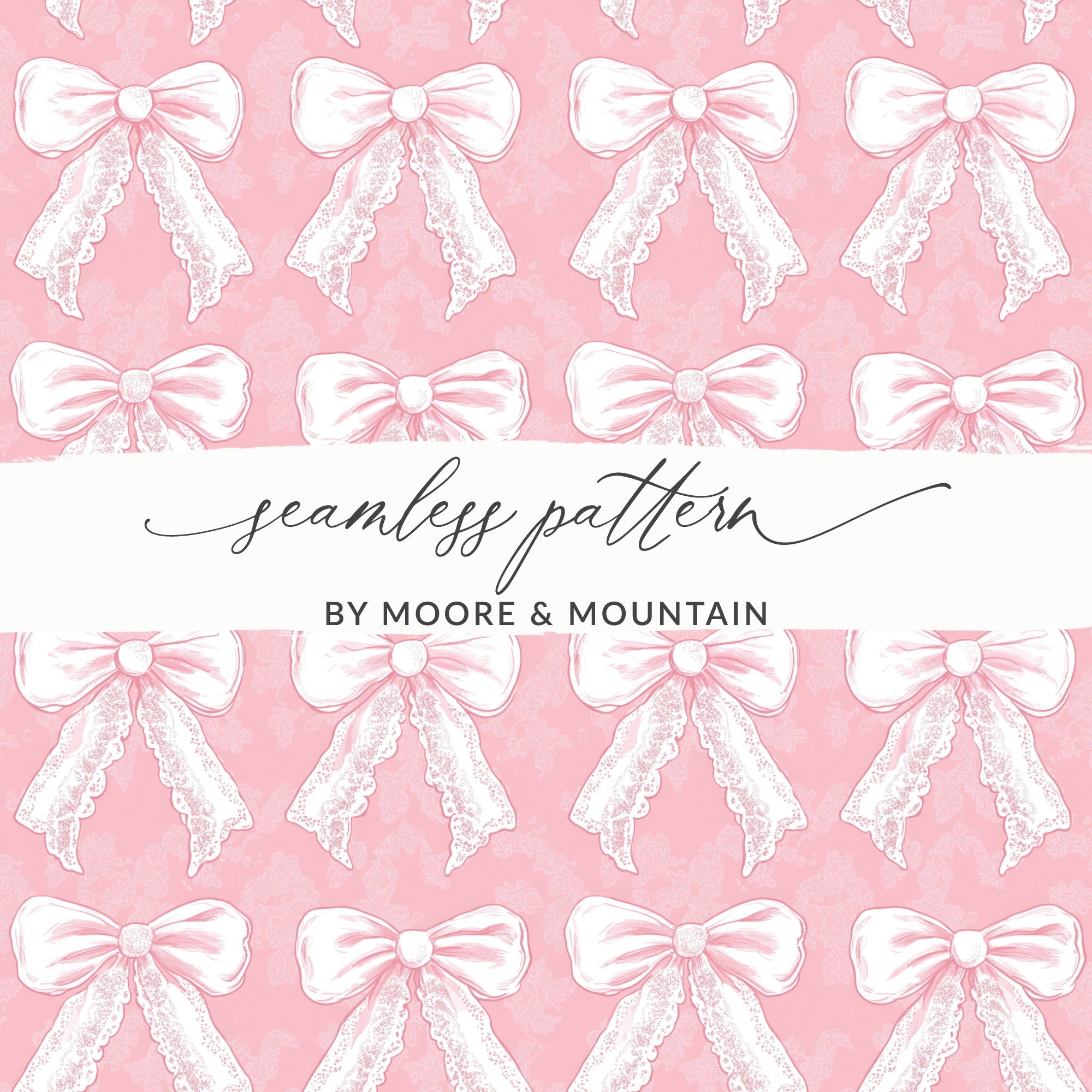 Elegant Pink Lace Bows Seamless Pattern Design