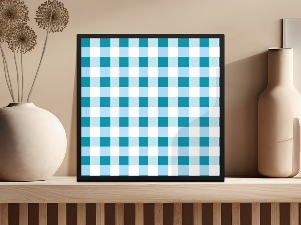 Blue and White Checkered Decorative Art Print