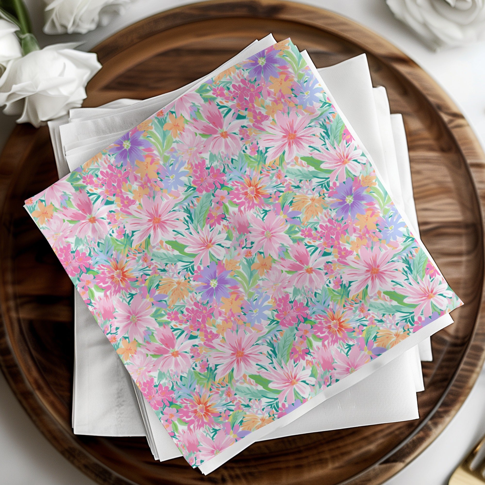 Vibrant Floral Pattern Decorative Tissue Paper Sheets
