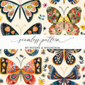 70s Butterflies Seamless Pattern, Doodle Butterfly Background, Retro Butterflies Background - Moore and Mountain