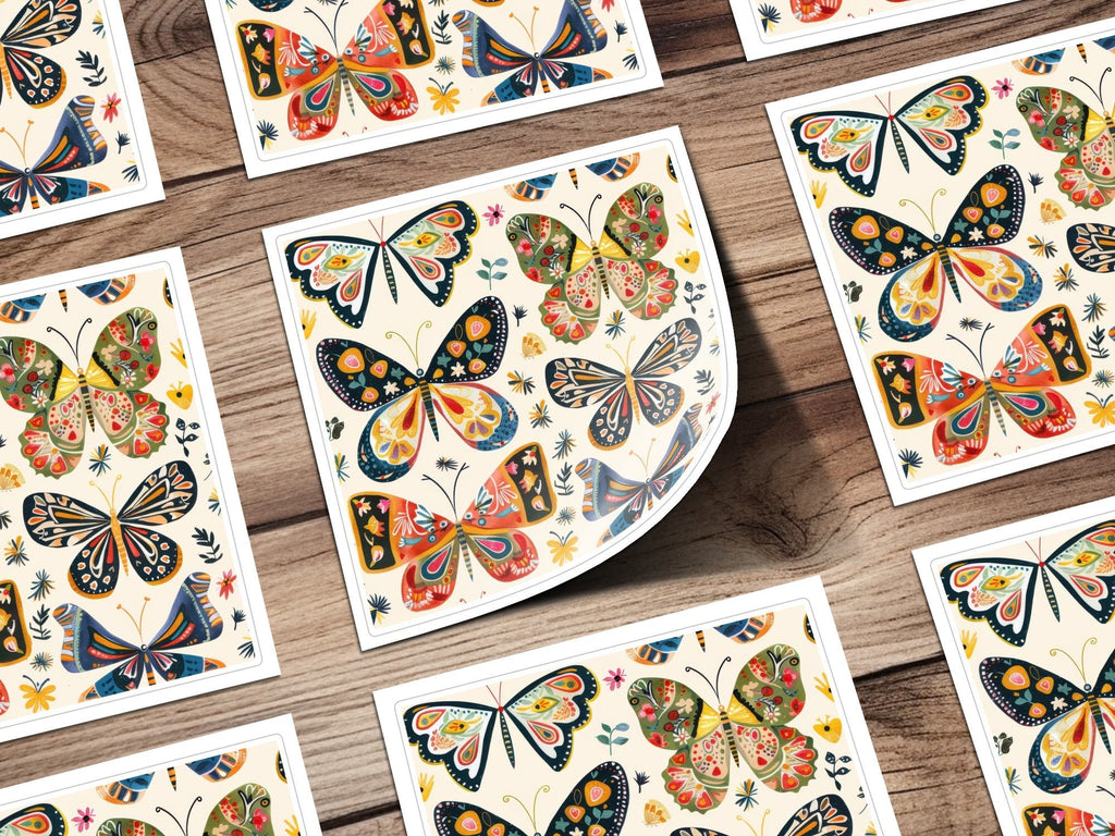 70s Butterflies Seamless Pattern, Doodle Butterfly Background, Retro Butterflies Background - Moore and Mountain