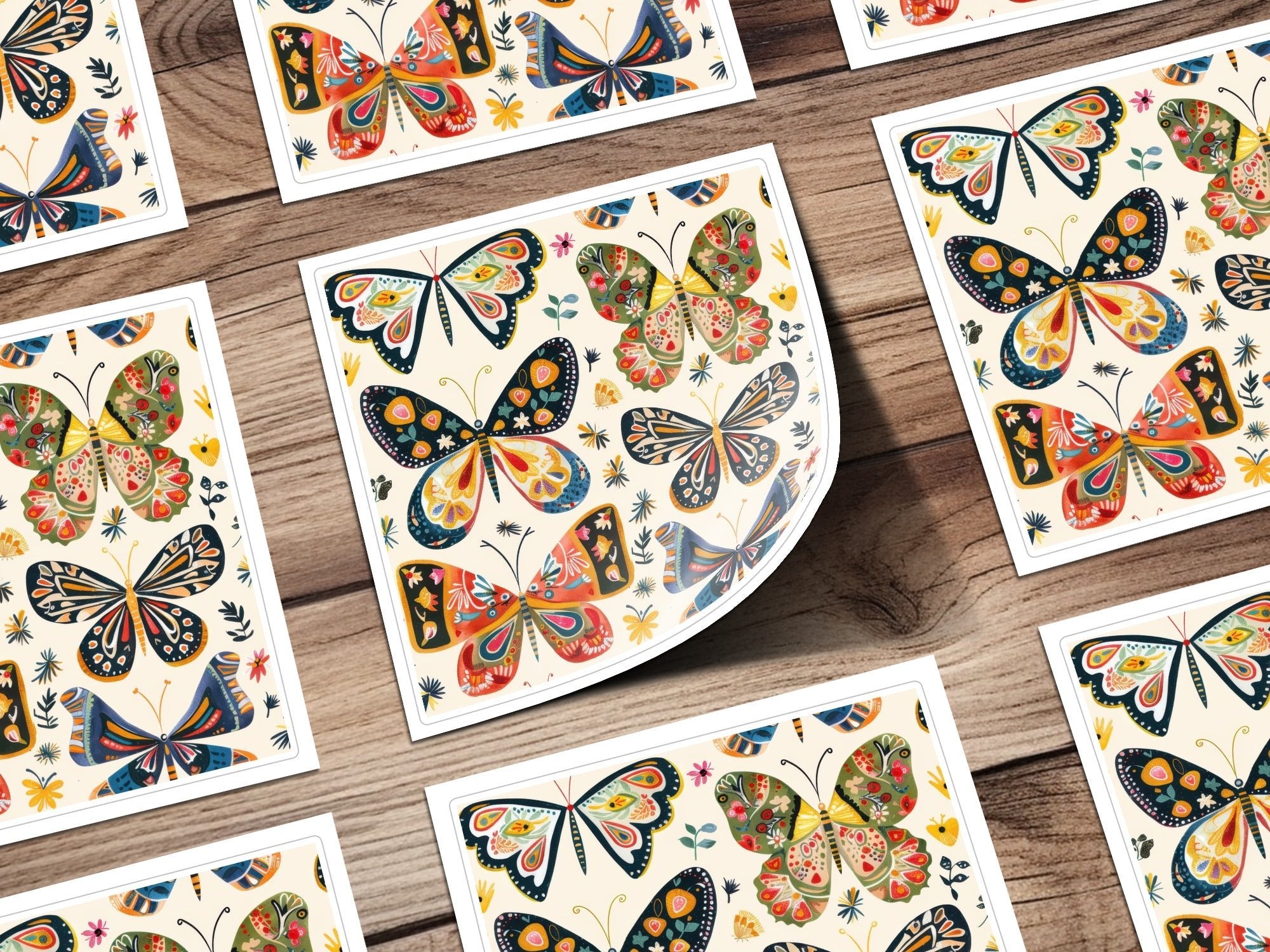 70s Butterflies Seamless Pattern, Doodle Butterfly Background, Retro Butterflies Background - Moore and Mountain