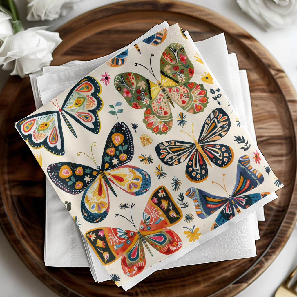 70s Butterflies Seamless Pattern, Doodle Butterfly Background, Retro Butterflies Background - Moore and Mountain