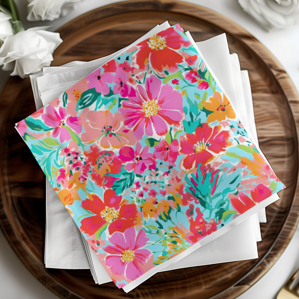 Bright Floral Patterned Napkin for Decorative Table Settings