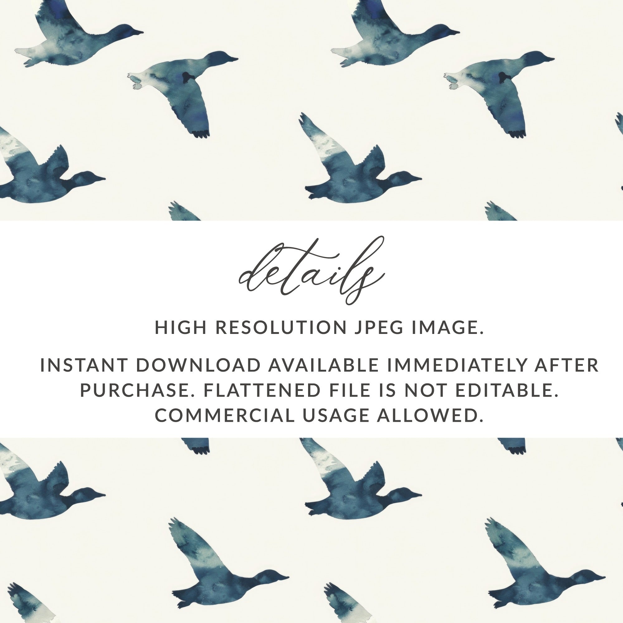 Watercolor Flying Ducks Digital Downloadable Image