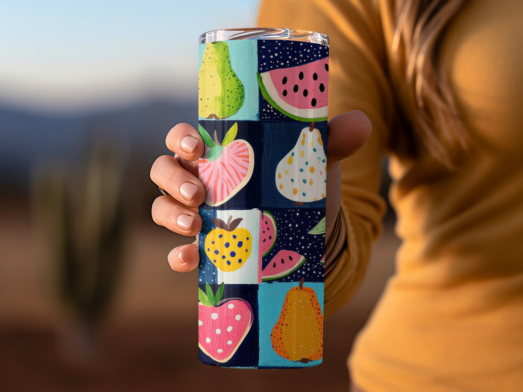 Colorful Hand Drawn Fruit Art Insulated Tumbler Cup