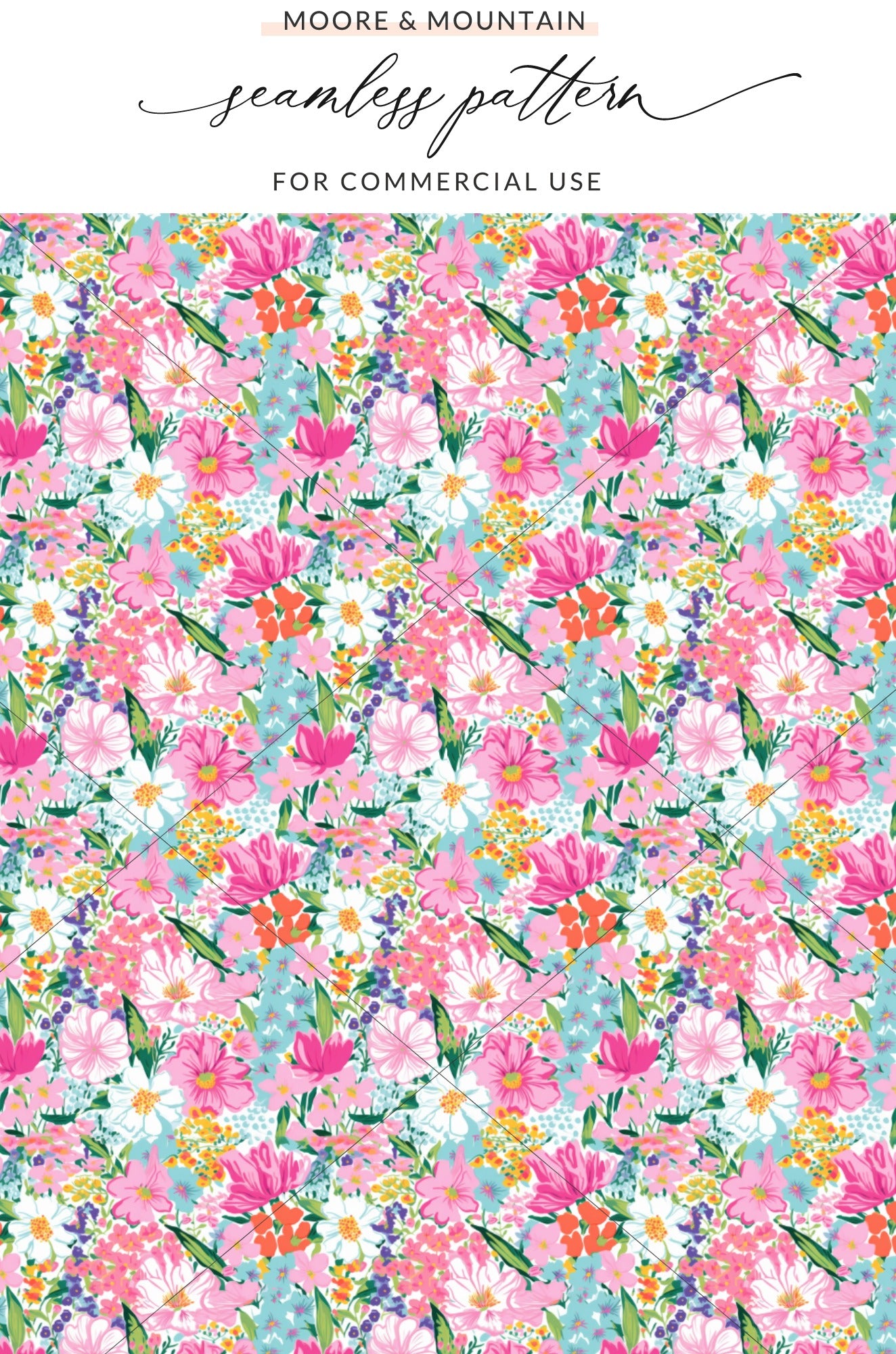 Vibrant Floral Seamless Pattern for Commercial Use