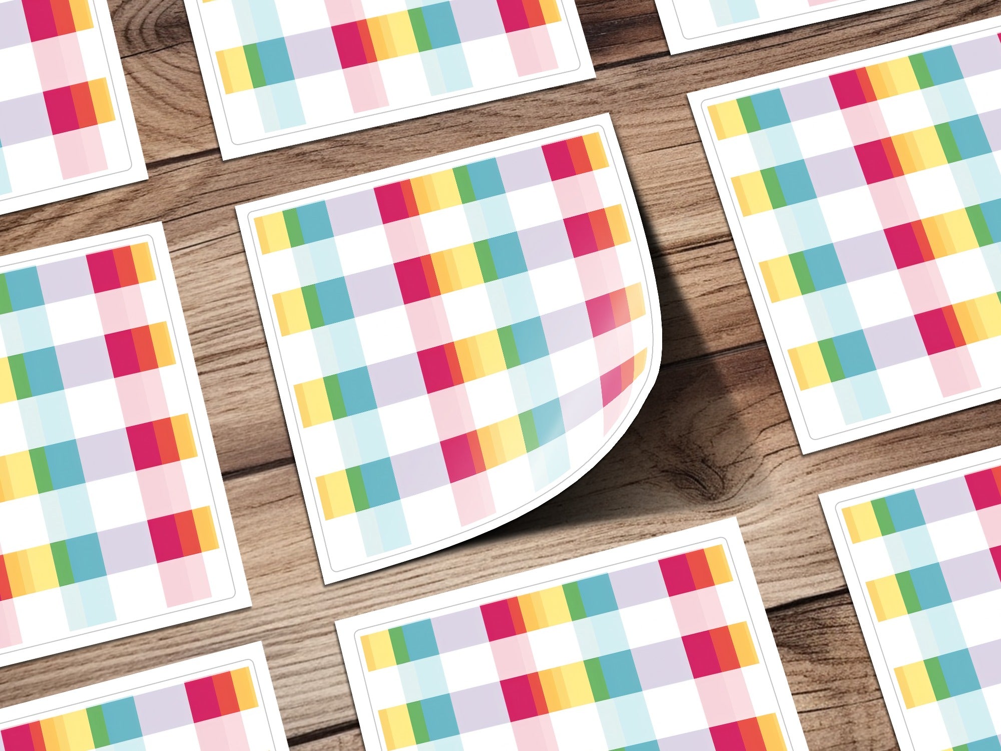 Cheerful Colorful Patchwork Design Square Sticker