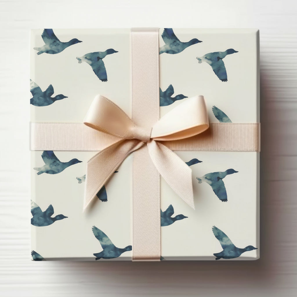Elegant Gift Box with Blue Birds Pattern Design