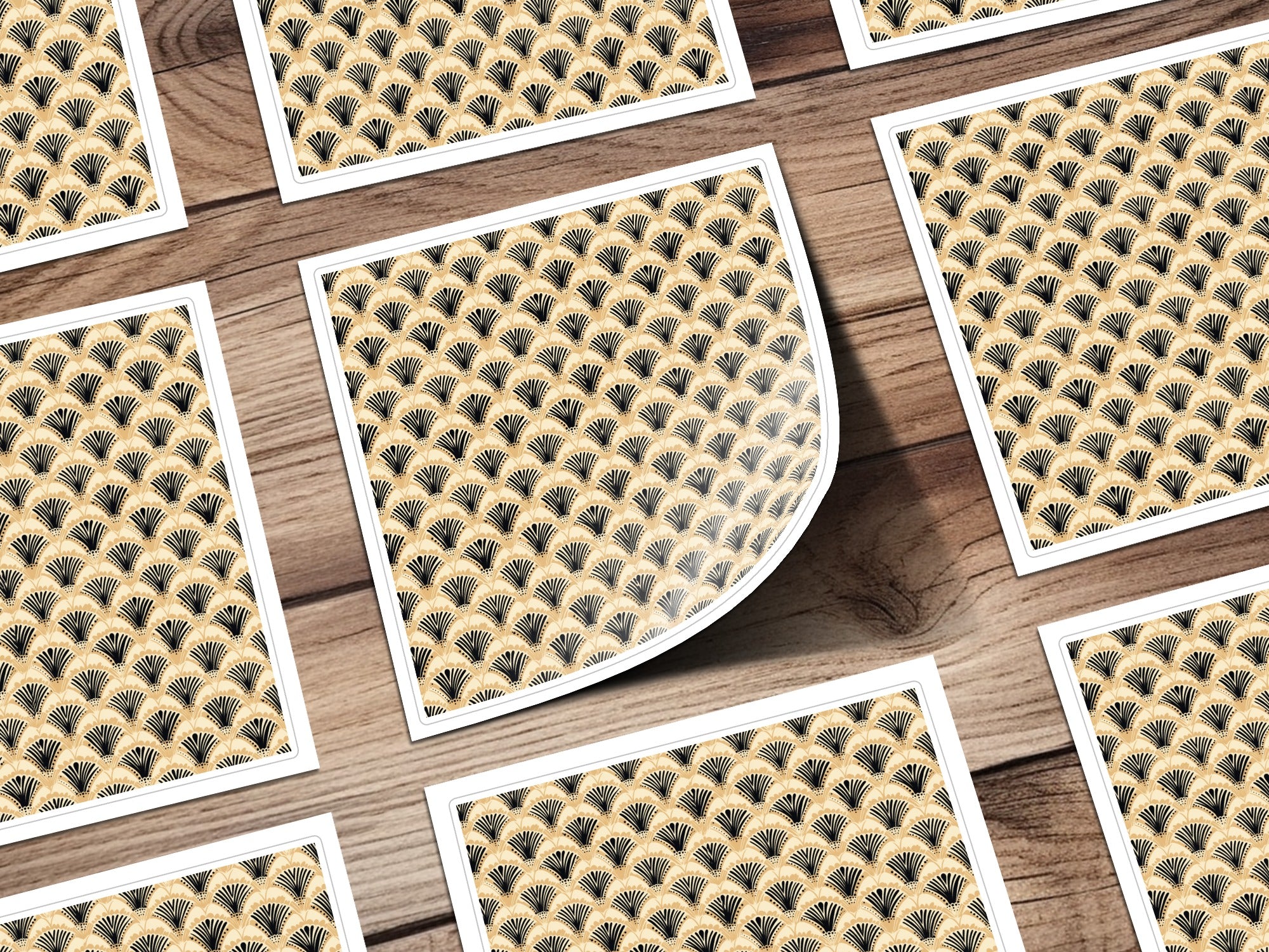 Vintage Style Art Deco Scallop Pattern Sticker Sheets