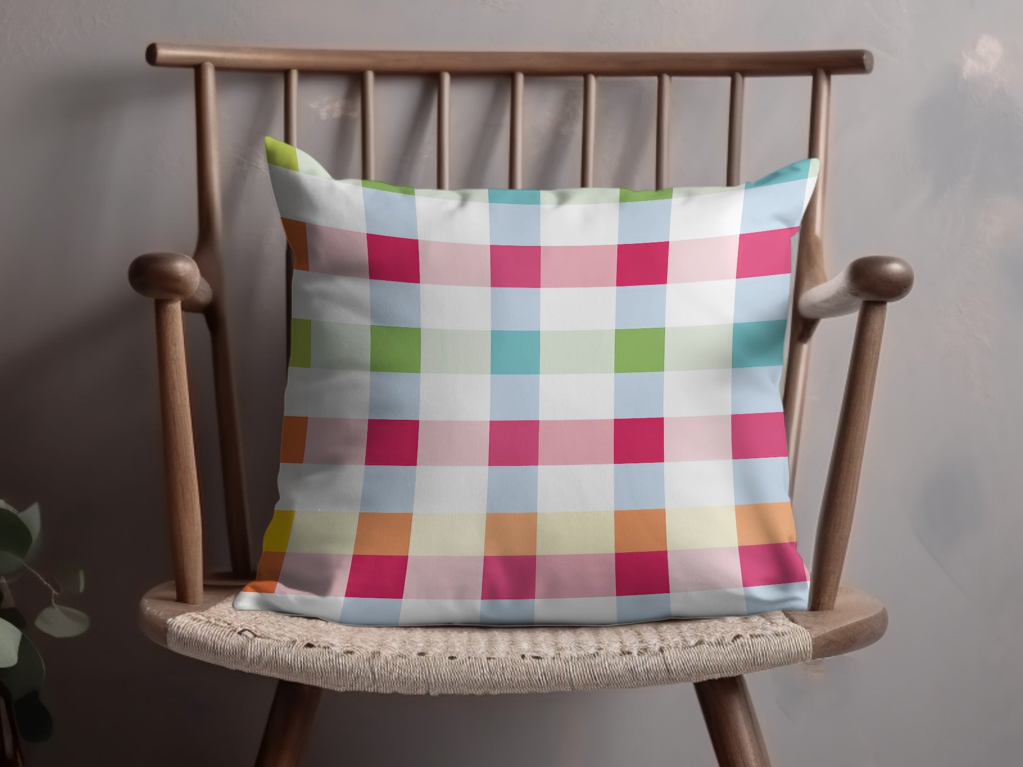 Colorful Plaid Checkered Design Accent Pillow