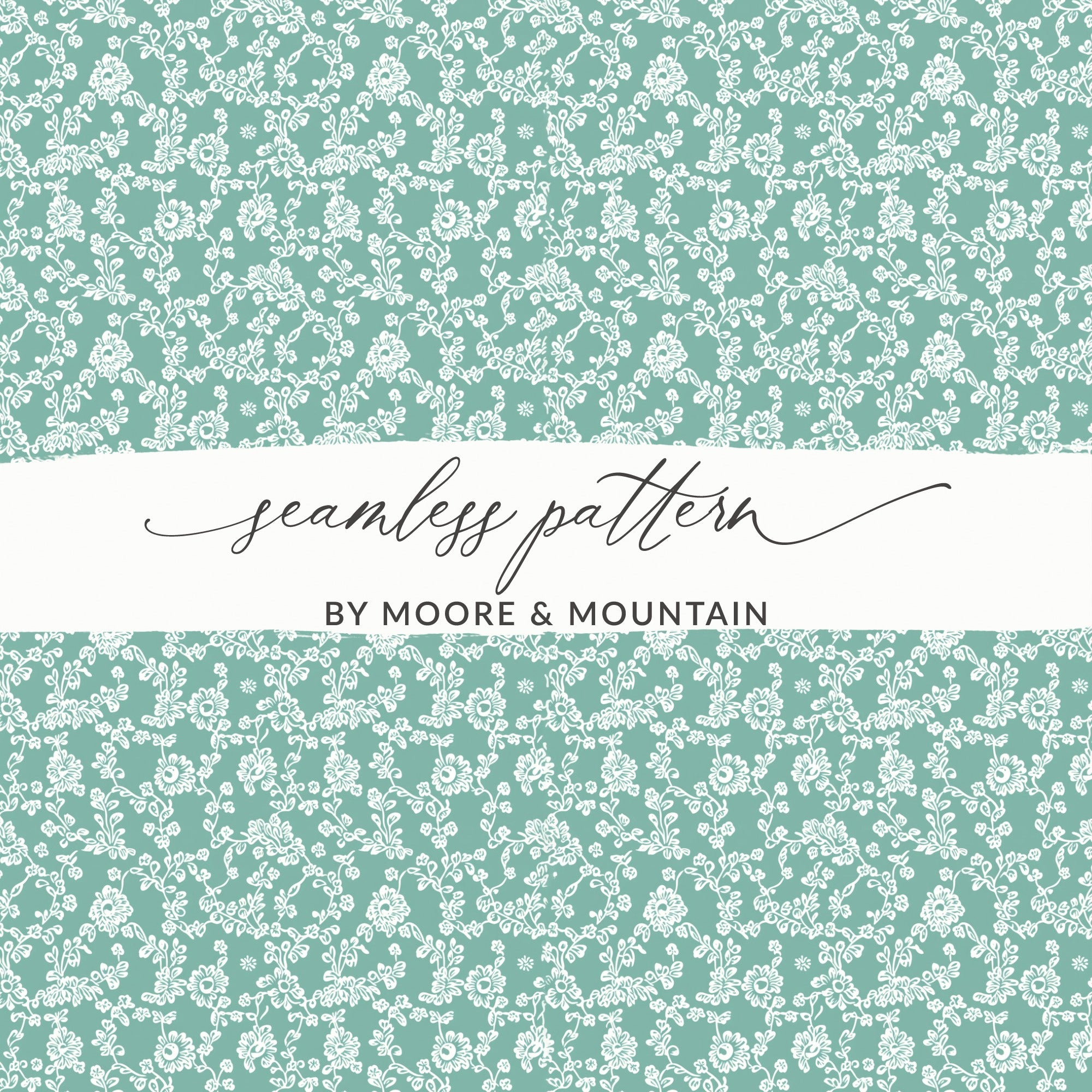 Floral White and Green Seamless Pattern Design