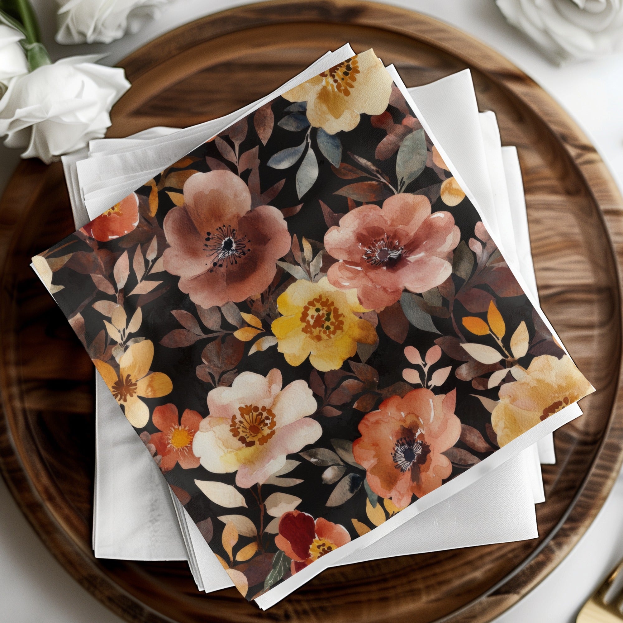 Elegant Floral Design on Napkin for Stylish Table Setting