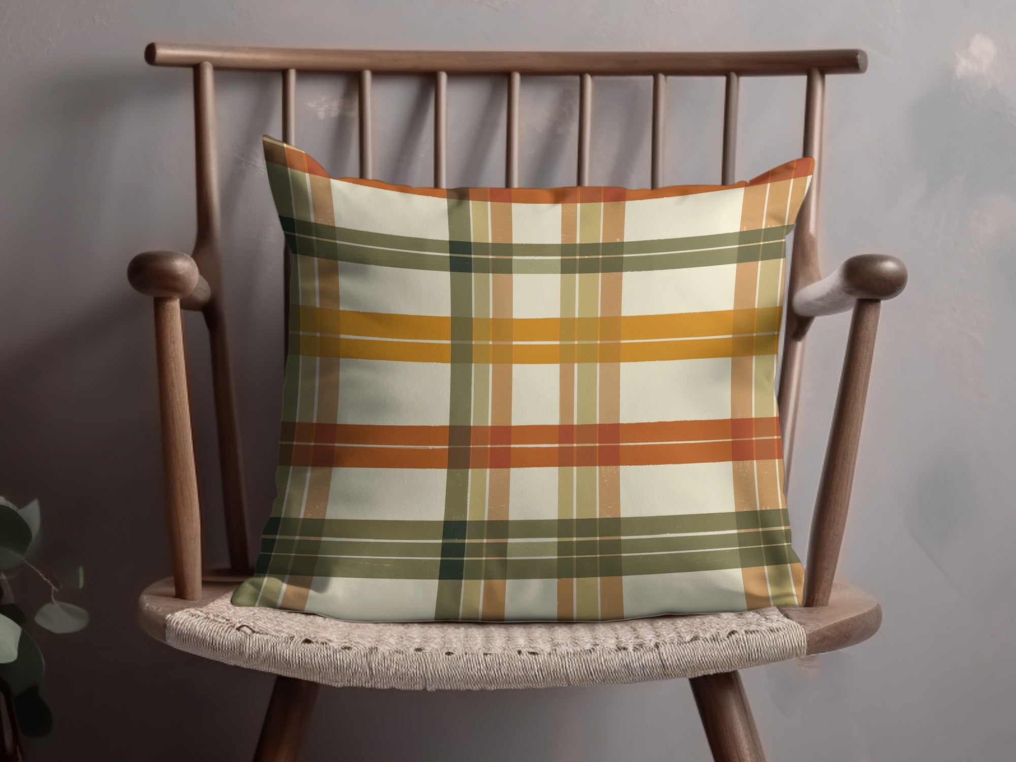 Autumn Plaid Pattern Cushion Cover Decorative Pillow