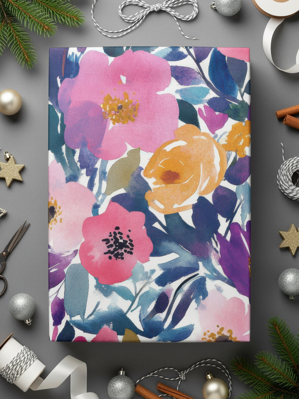 Colorful Floral Design Wrapping Paper Sheet