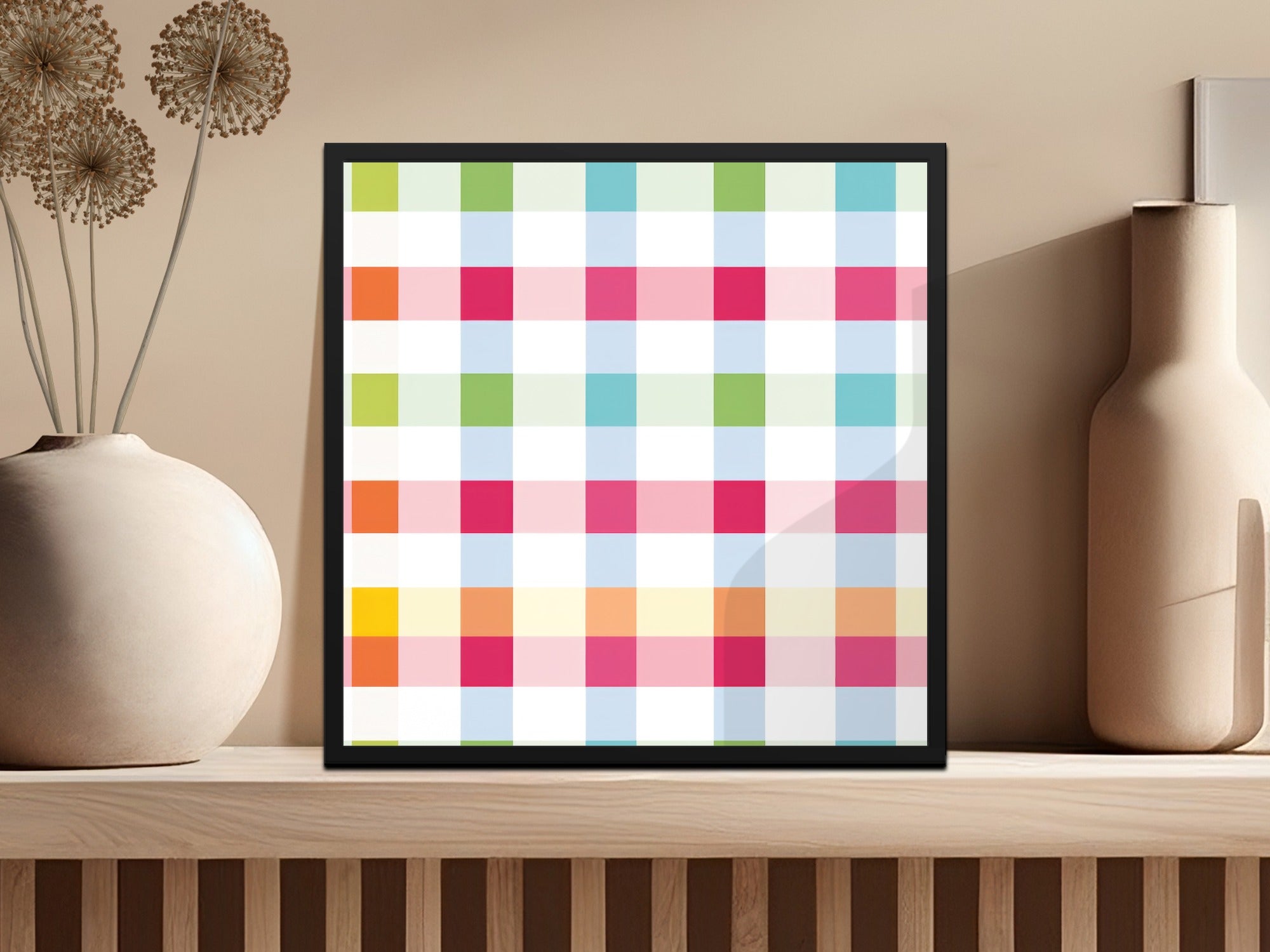 Colorful Checkered Pattern Wall Art Decor Print
