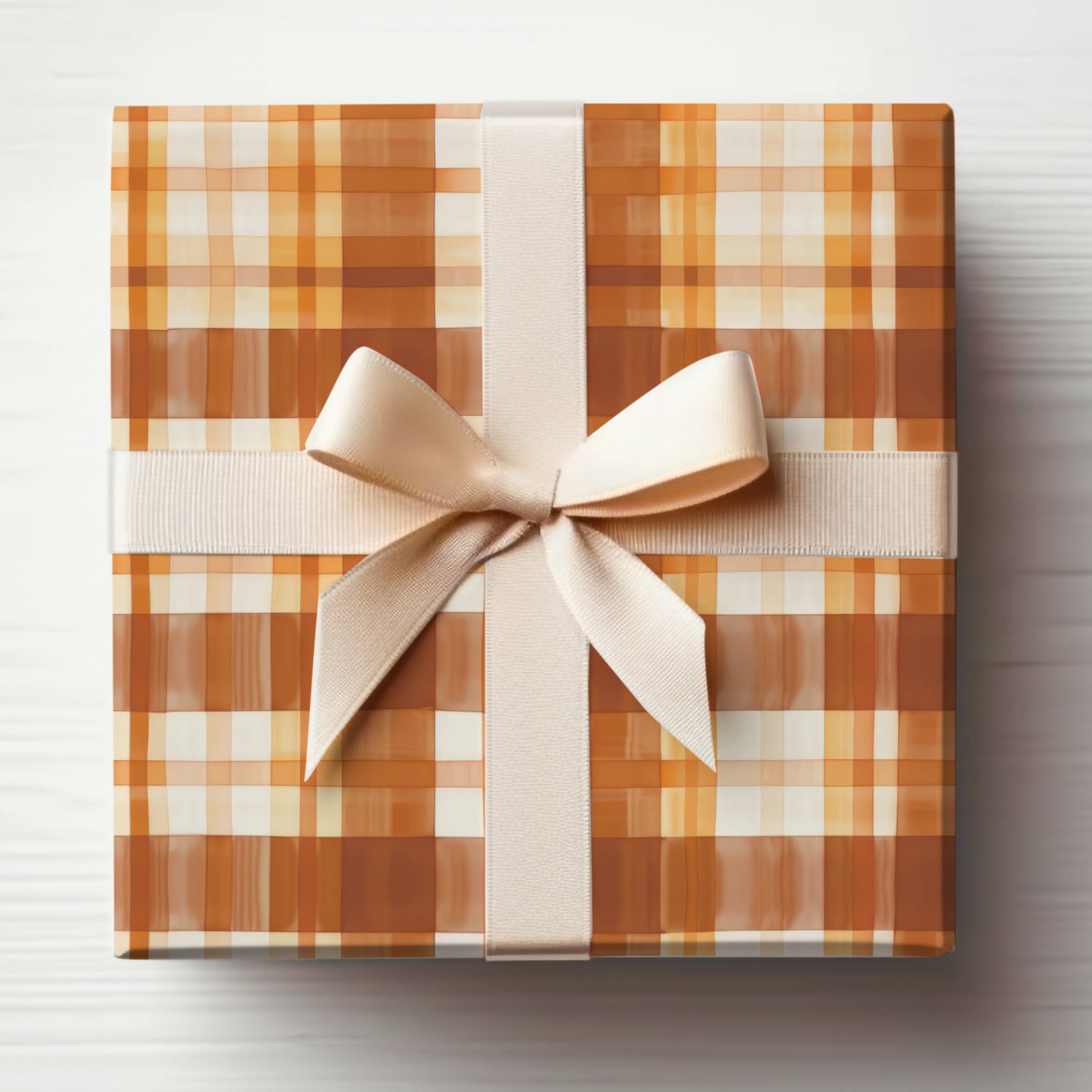 Elegant Orange Plaid Design Gift Box Wrapping Paper