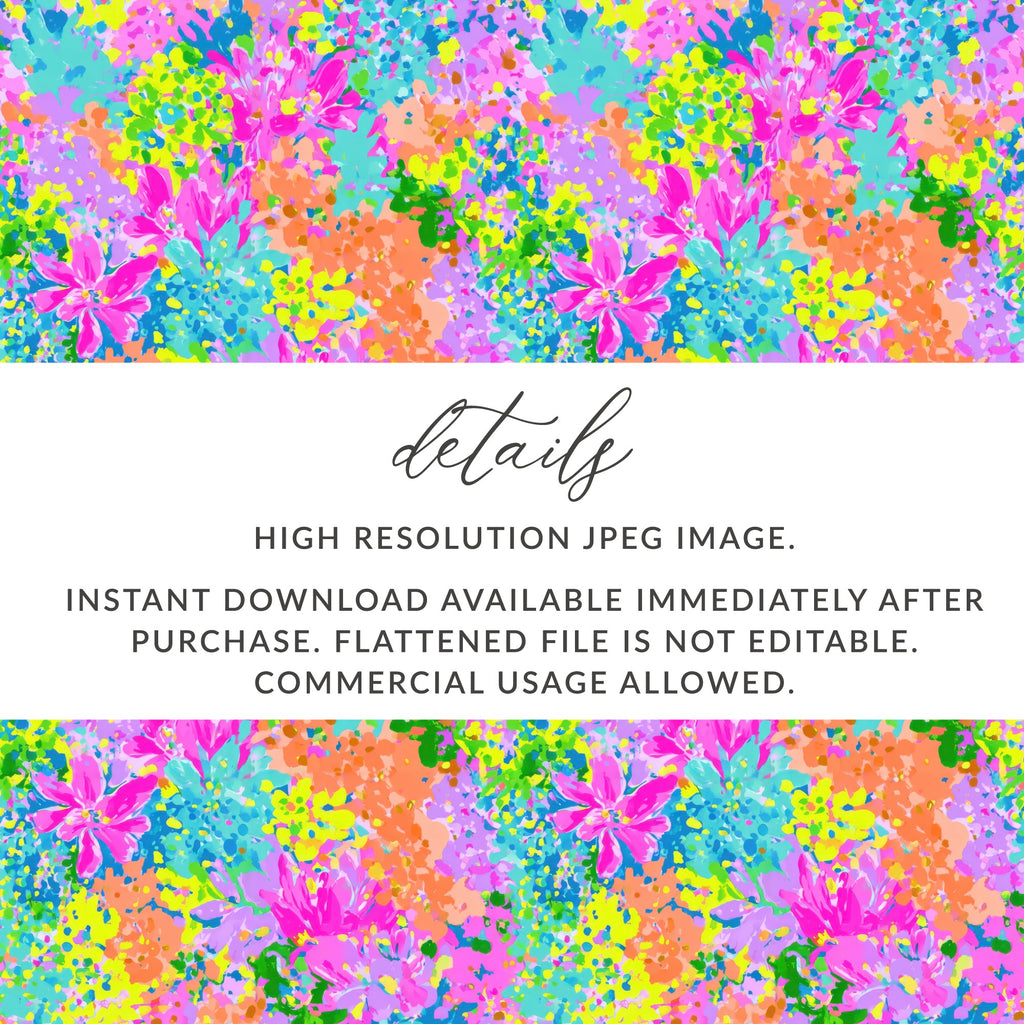 Floral pattern with text about digital image download and usage.